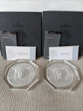 Versace x  Rosenthal crystal Medusa Octagonal coasters- Clear (Set of 2